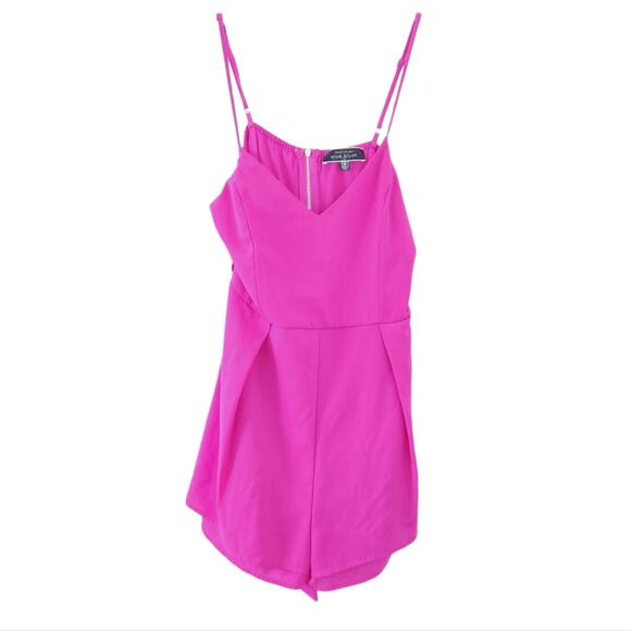 Blue Blush Pink Shorts Romper Medium Summer, Adjustable Straps, Back Tie - Picture 1 of 4